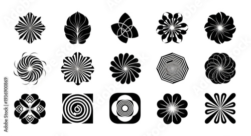 Fotografía Abstract floral patterns in black and white, artistic designs, creative shapes, visual elements, decorative art, unique compositions