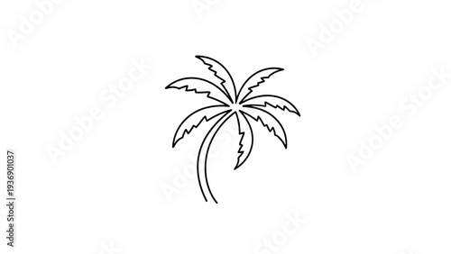 Minimalist Palm Tree Outline Icon Vector Illustration