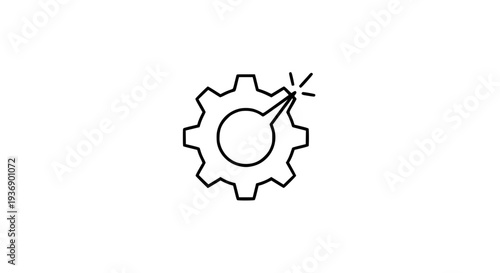Optimized Settings Gear with Spark Icon for Repair, Technical Solutions, and Process Improvement