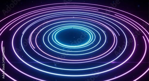 Vibrant Neon Circular Light Pattern on Dark Background.