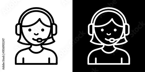 Operator icon concept in flat black and white style on clean background vector illustration design	