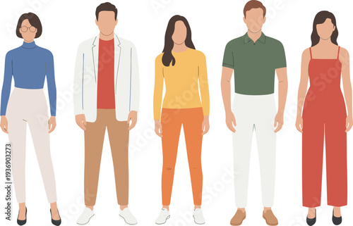 Flat vector illustration of a diverse group of active young people jumping and playing with colorful balls in a minimalist line art style.