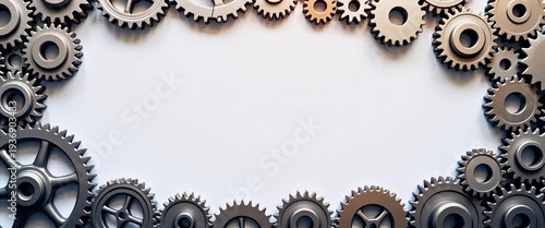 Rotating gears in a seamless loop with a slow pan, showcasing industrial mechanics in a cinematic style, perfect for engineering, innovation, and technology themes.