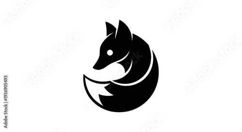 Stylized black fox icon on white background