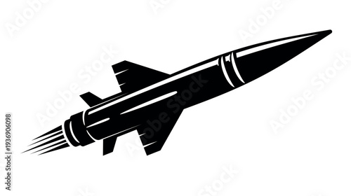 Combat missile flies upward at high speed. Ballistic or anti-aircraft missile is used in warfare. War vector on a transparent background.