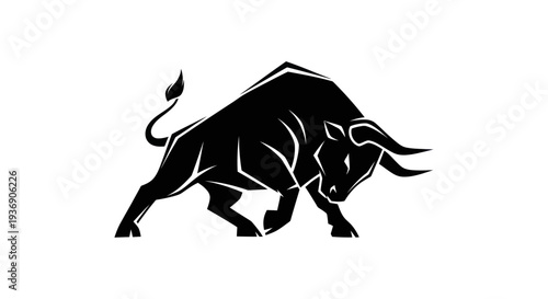 Stylized black bull silhouette on white