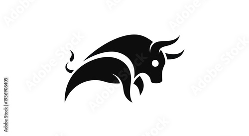 Stylized black bull silhouette on white