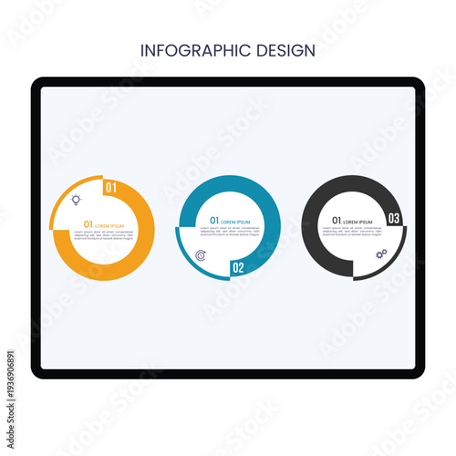 Three-step Circle vector infographic design