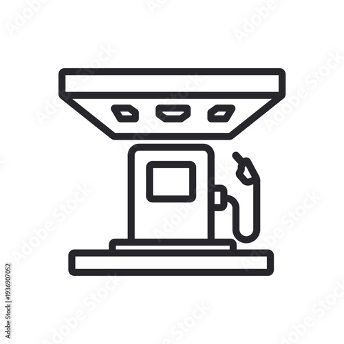 station of gas icons outline and Flat Style,transparent background