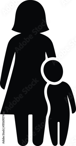 Vector Mother and child loving bond family icon parenthood silhouette design