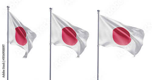 Japan flag on transparent background, PNG transparent, isolated, 3d render flag