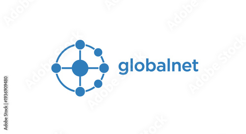 Global Network Connection Logo with Globalnet Text on an Isolated White Background