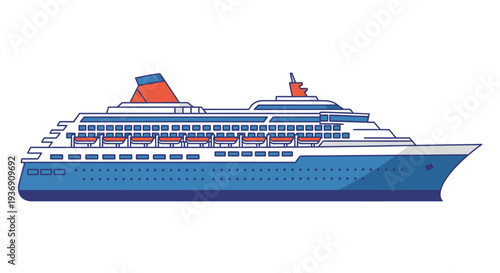 Large Blue and White Cruise Ship for Ocean Travel and Tourism