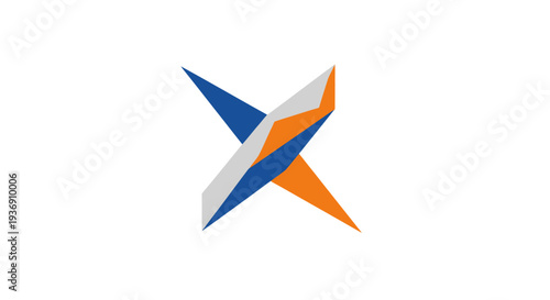 Free Download Abstract Geometric Star Propeller Logo Design in Blue and Orange, isolated white background. - GFXLoad