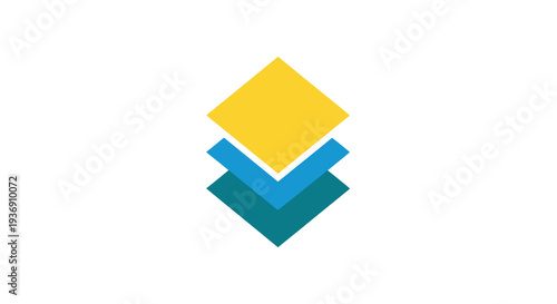 Three Stacked Layers in Blue, Teal, and Yellow, Data Organization or UI UX Concept on isolated white background. Free Download Three Stacked Layers in Blue, Teal, and Yellow, Data Organization or UI UX Concept on isolated white background. - GFXLoad