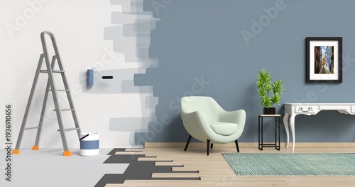 rénovation d'un appartement, avant / après - rendu 3D	
