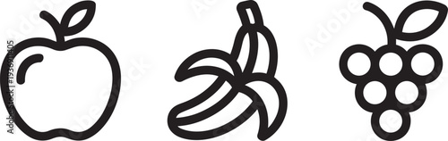 Fresh fruit collection with apples, bananas, and grapes, perfect for healthy eating designs