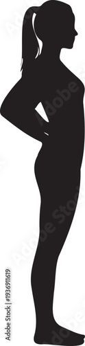 Silhouette of plus size woman standing, hands on hips, body positive