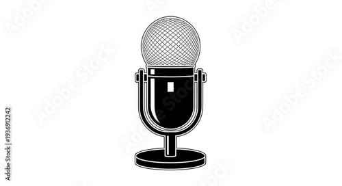Vintage microphone illustration, perfect for podcasting, recording, and audio projects.