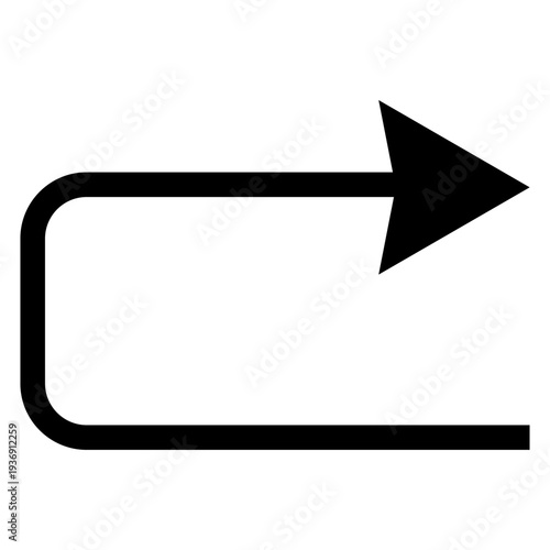 Black U-turn arrow icon for redo return and directional rotation symbol