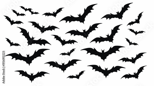 Flying bats in a spooky formation for Halloween