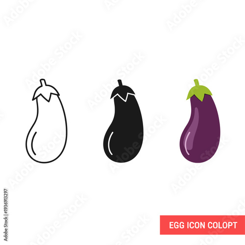 Eggplant Icons Food Vector Graphics Illustration
