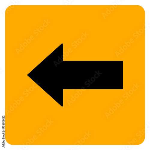 Black Left Arrow Icon on Orange Square Background