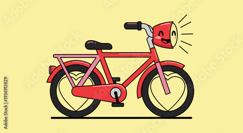 Red Bicycle with Loud Bell Illustration.