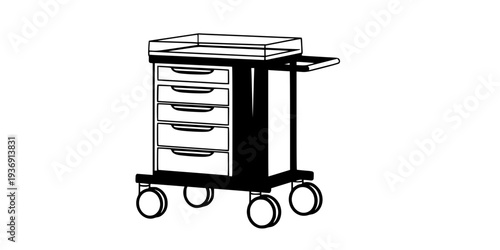 Medical Crash Cart Emergency Trolley Icon
