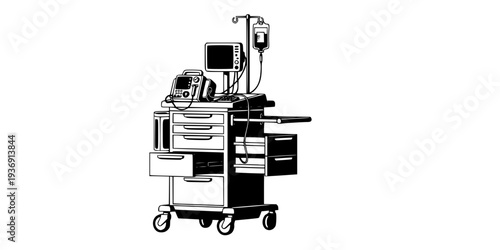 Medical Crash Cart Emergency Trolley Icon