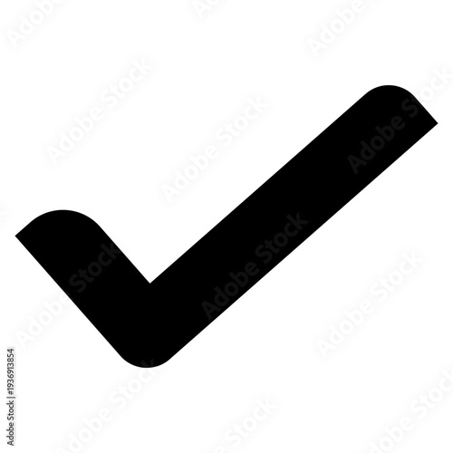 Black Check Mark Icon Isolated on White | Minimalist Tick Symbol for Approval and Success