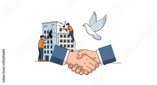 Business Handshake For Real Estate And Cooperation. Vector Illustrations. EPS Editable