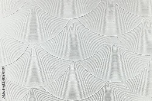 White Artex Textured Ceiling with Decorative Fan Pattern, Abstract Plaster Wall Background