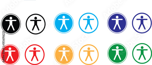 Collection of stick figure icons in various colors and styles