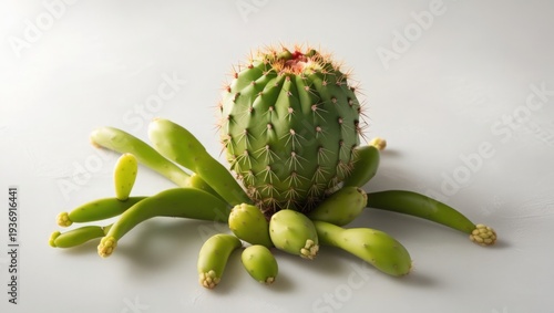 This is a picture of a cactus on a white surface