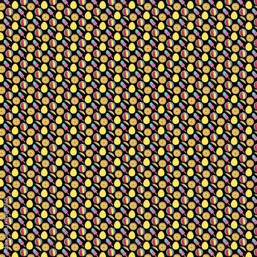Colorful pattern of lemons and ice lollies on seamless background
