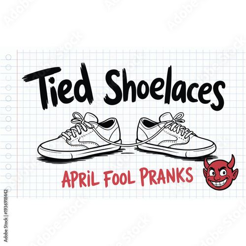 Tied Shoelaces April Fool Pranks with Devil Face april fools day
