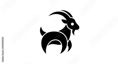Stylized black goat silhouette on white