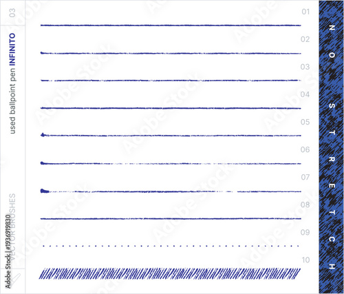 Vector Brushes. Ballpoint Pen Ink. No-stretch.