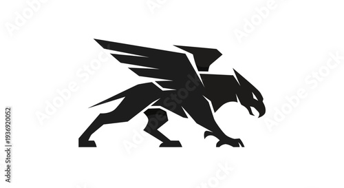 Stylized black griffin silhouette on white