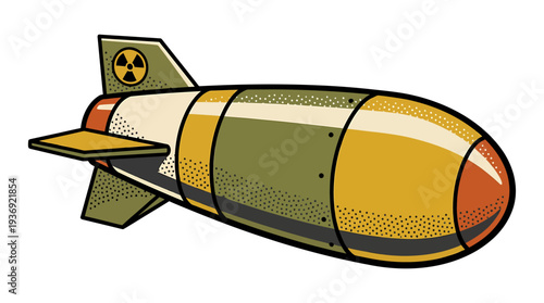 Vibrant Cartoon Bomb Illustration with Rocket Style. Vector Illustrations. EPS Editable