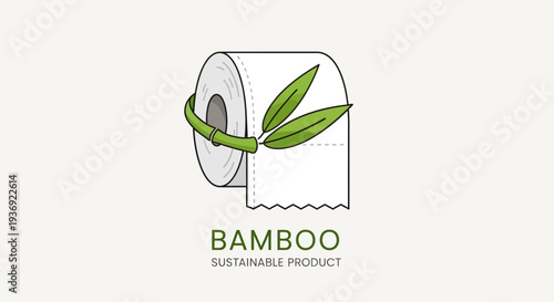 Eco bamboo toilet paper sustainable product illustration