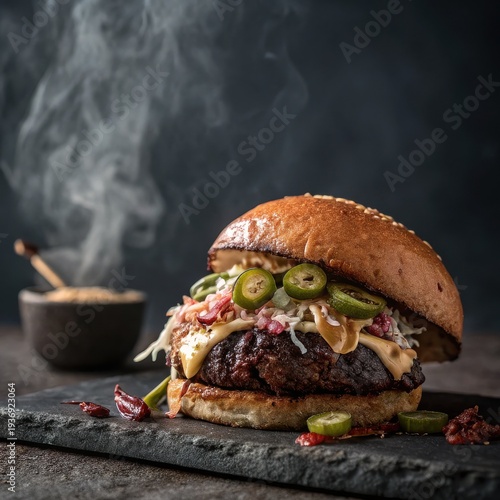 Smoked Brisket Burger with Jalapenos