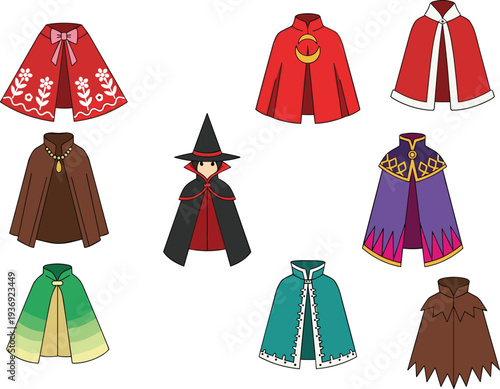 Cartoon fantasy capes and cloaks collection wizard and royal costume 