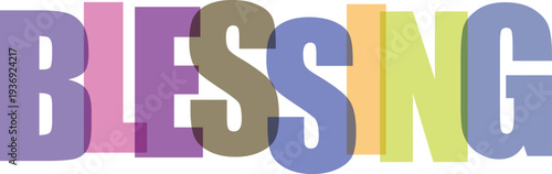 Multicolored Word Blessing Isolated on White Background