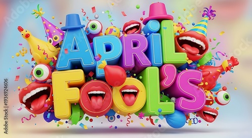 April fools day prankster fun colorful cartoon celebration
