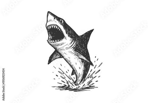 Great White Shark hand drawn simple sketch vector illustration
