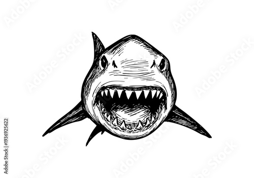 Great White Shark hand drawn simple sketch vector illustration