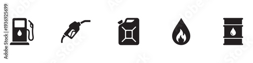 Car fuel vector icon set. Fuel icon set. Fuel canister icon. Gas station icons. Vector Illustration. EPS 10