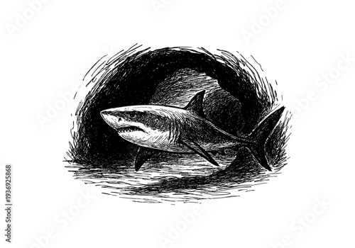 Great White Shark hand drawn simple sketch vector illustration